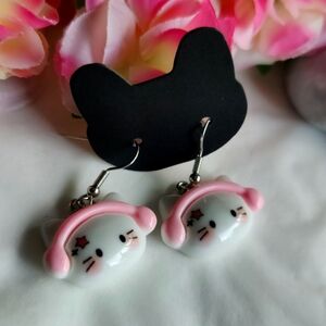 Whit Kitty Pink Earmuffs Handmade